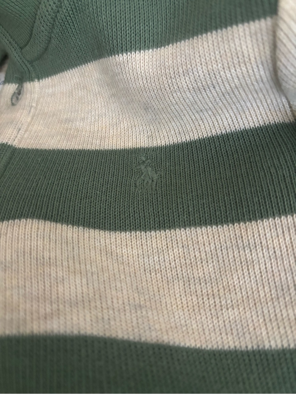 Ralph Lauren Green and Cream Striped Knit Two-Piece Set - Picture 2 of 6